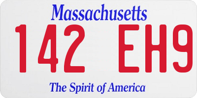 MA license plate 142EH9