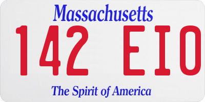 MA license plate 142EI0