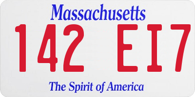 MA license plate 142EI7