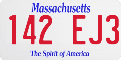 MA license plate 142EJ3