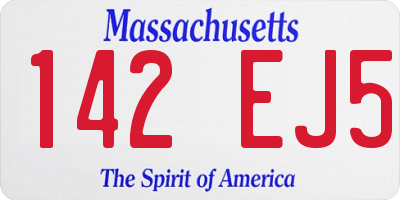 MA license plate 142EJ5