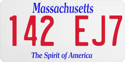 MA license plate 142EJ7
