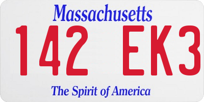 MA license plate 142EK3