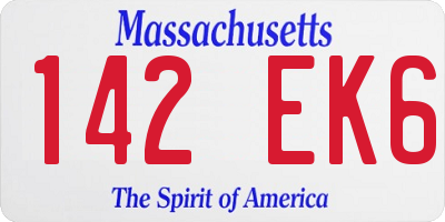 MA license plate 142EK6