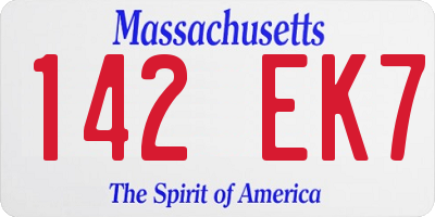 MA license plate 142EK7