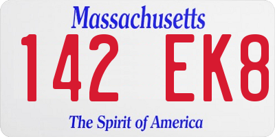 MA license plate 142EK8
