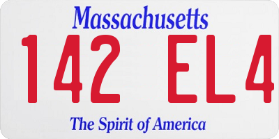 MA license plate 142EL4