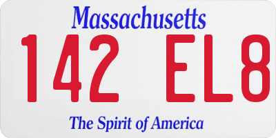 MA license plate 142EL8