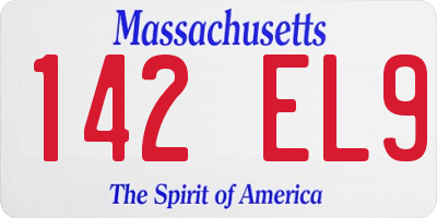 MA license plate 142EL9
