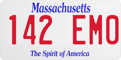 MA license plate 142EM0