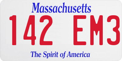 MA license plate 142EM3