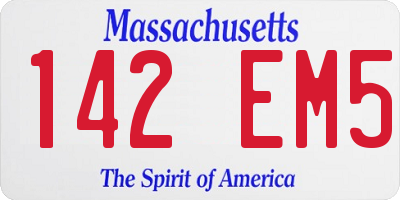 MA license plate 142EM5