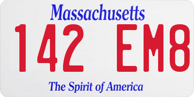 MA license plate 142EM8