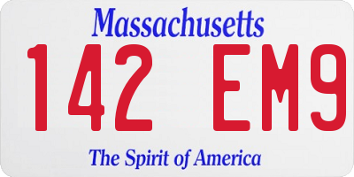 MA license plate 142EM9