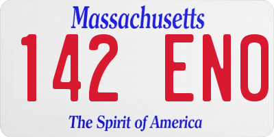 MA license plate 142EN0