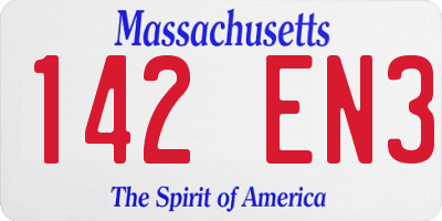 MA license plate 142EN3