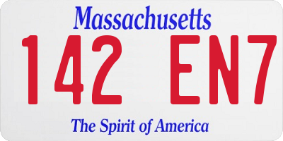 MA license plate 142EN7