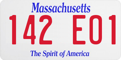 MA license plate 142EO1