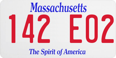 MA license plate 142EO2
