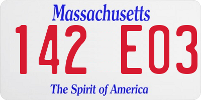 MA license plate 142EO3