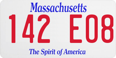 MA license plate 142EO8