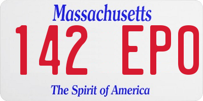 MA license plate 142EP0