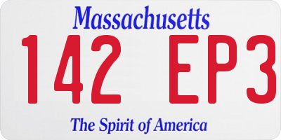 MA license plate 142EP3