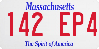 MA license plate 142EP4