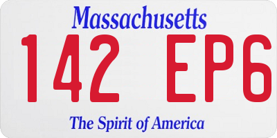 MA license plate 142EP6