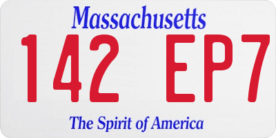 MA license plate 142EP7
