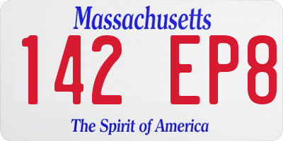 MA license plate 142EP8