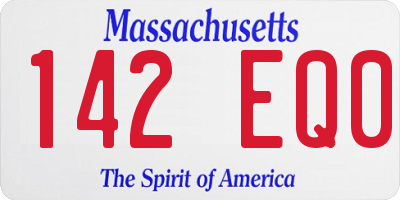 MA license plate 142EQ0