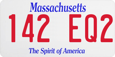 MA license plate 142EQ2
