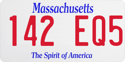 MA license plate 142EQ5