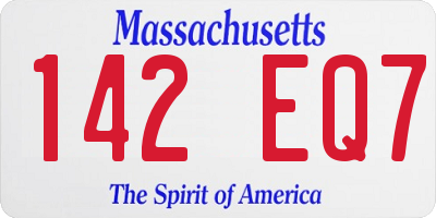 MA license plate 142EQ7