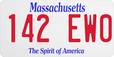 MA license plate 142EW0
