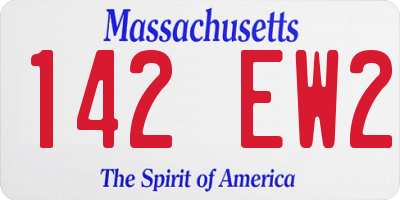 MA license plate 142EW2