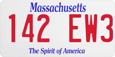 MA license plate 142EW3