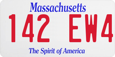 MA license plate 142EW4