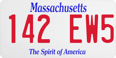MA license plate 142EW5