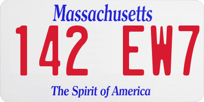 MA license plate 142EW7