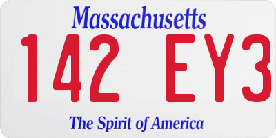MA license plate 142EY3