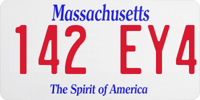 MA license plate 142EY4