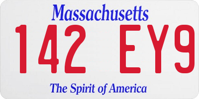 MA license plate 142EY9