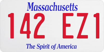 MA license plate 142EZ1