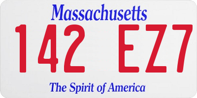 MA license plate 142EZ7