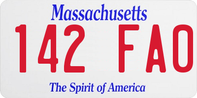 MA license plate 142FA0