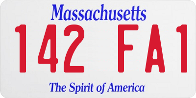 MA license plate 142FA1