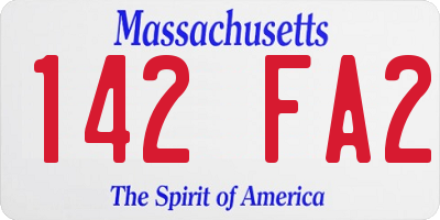 MA license plate 142FA2