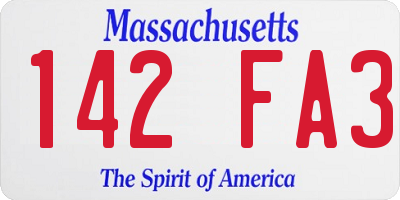 MA license plate 142FA3